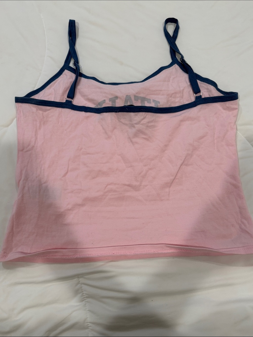 Edikted Pink Italy Graphic Spaghetti-Strap Tank with Navy Trim - Picture 5 of 5